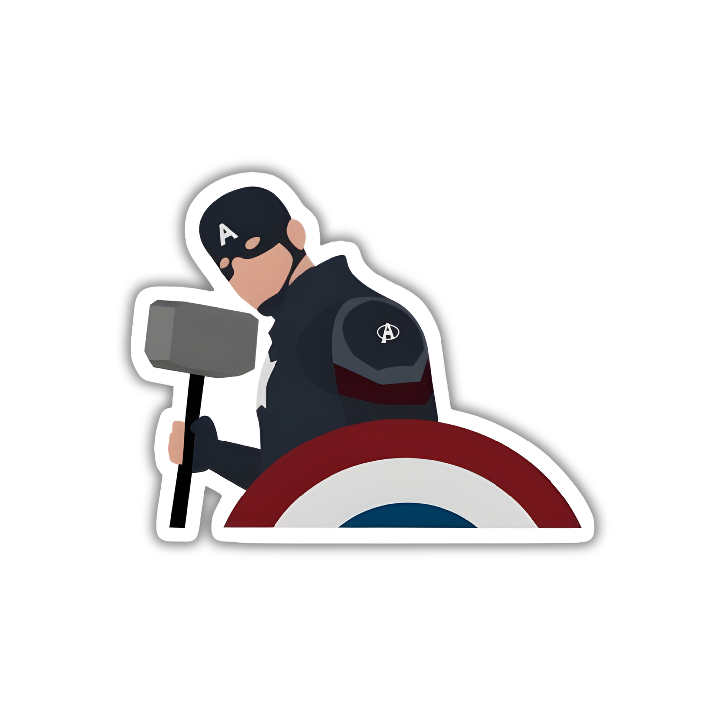 Captain America holding Mjolnir